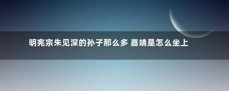 明宪宗朱见深的孙子那么多 嘉靖是怎么坐上皇帝的位置的